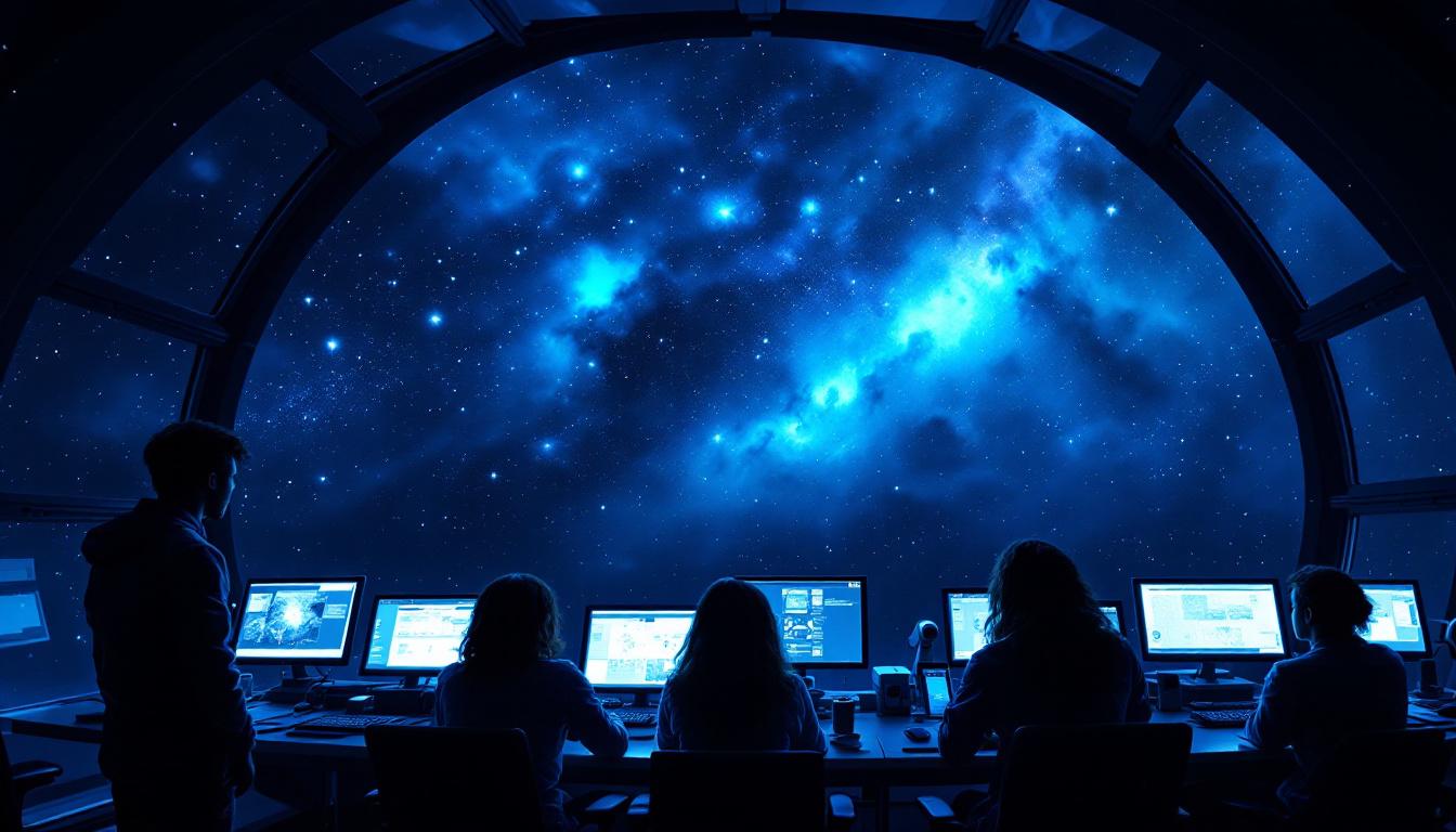 hubble onthult een spectaculaire kosmische storm met een ongekende uitbarsting van sterrenvorming, die nieuwe inzichten biedt in de dynamiek van het universum.