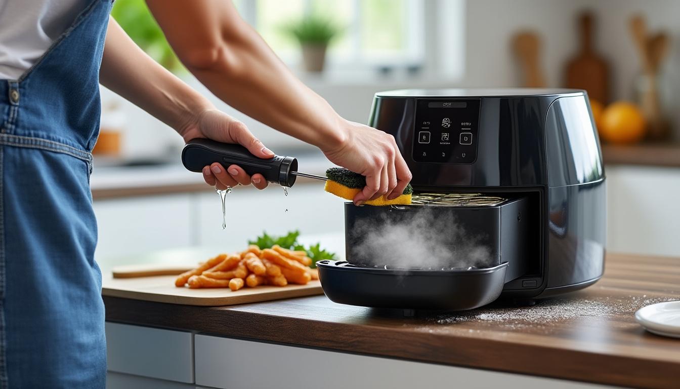 leer de belangrijkste schoonmaaktips voor je airfryer om gevaarlijke fouten te voorkomen en je apparaat veilig te houden.