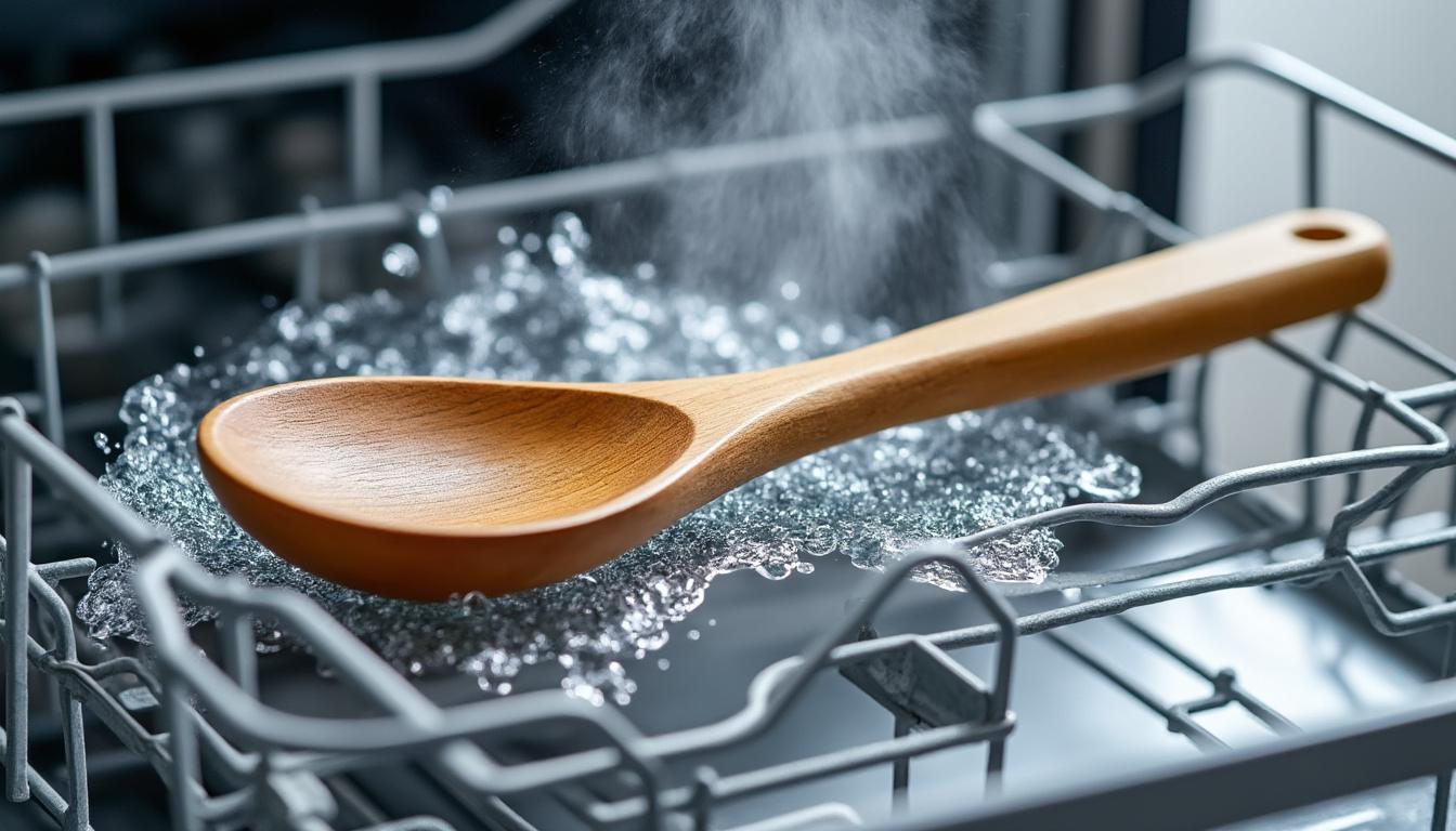 ontdek waarom een houten lepel in de vaatwasser plaatsen een onverwachte maar effectieve manier is om de vaat beter schoon te maken.