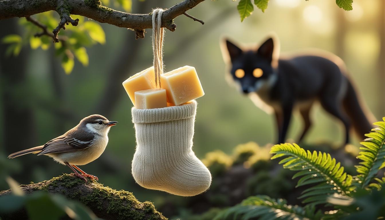ontdek hoe een simpele zeep in een sok een effectieve en onverwachte manier is om vogels te beschermen tegen roofdieren.