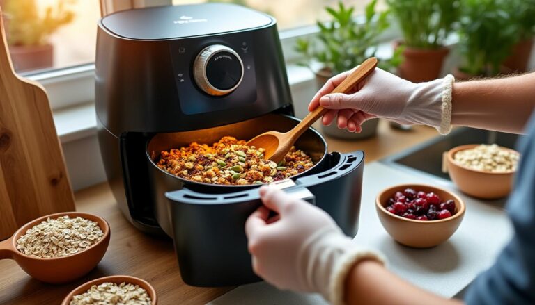 leer hoe je knapperige, huisgemaakte muesli maakt in de airfryer – een handige tip voor een heerlijk en gezond ontbijt dat je keer op keer wilt maken.