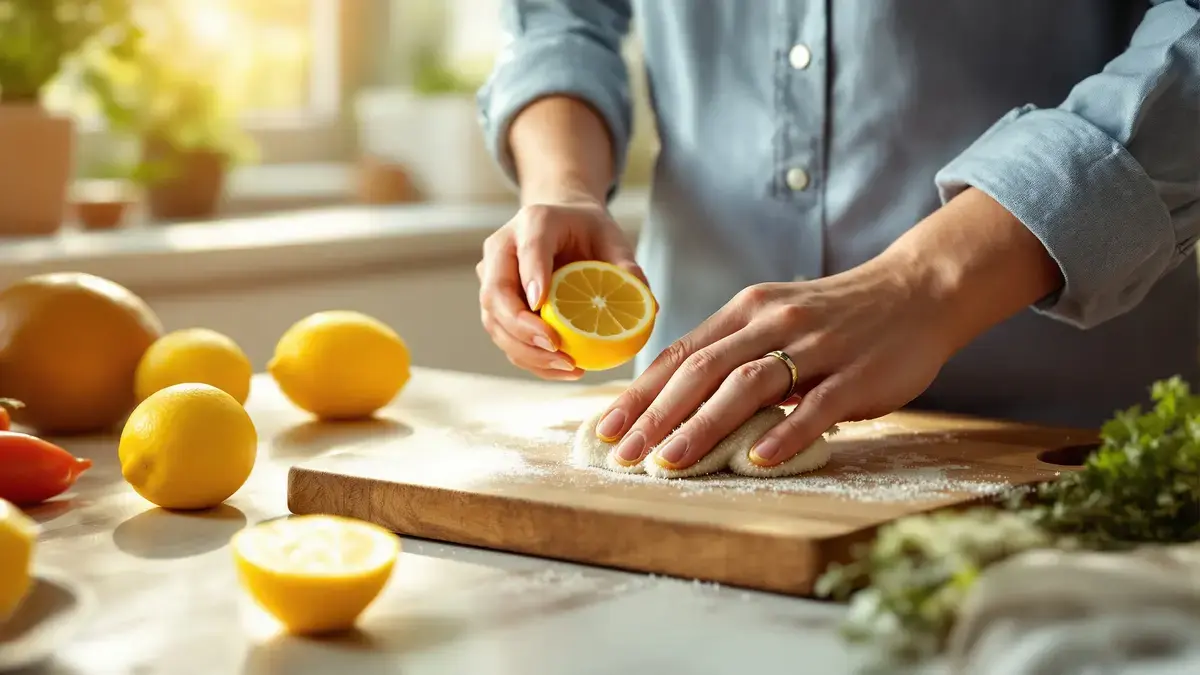 Citroen blijft een van de meest effectieve natuurlijke middelen om een snijplank te ontsmetten