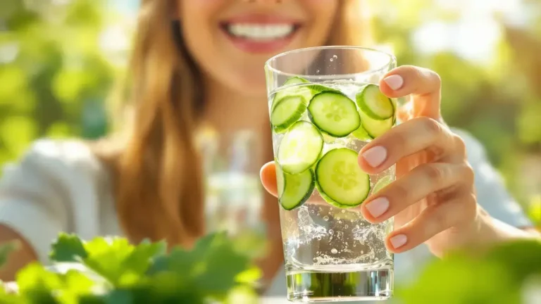 De geïnfuseerde komkommer geeft snel een frisse en lichte smaak aan het water