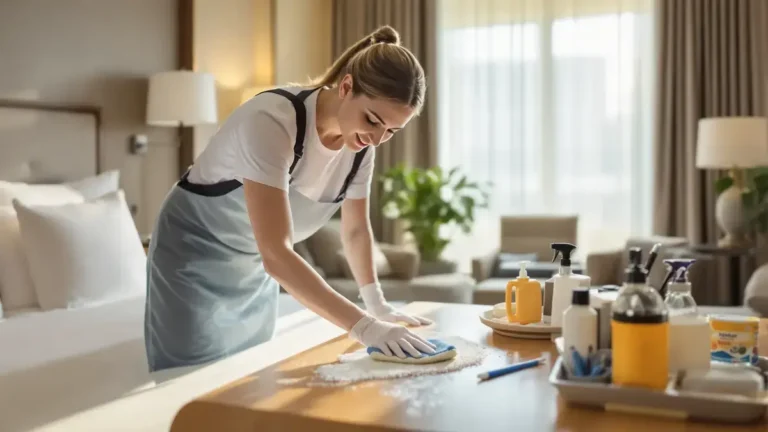 Hoteliers gebruiken deze methode om te voorkomen dat stof zich opnieuw op het hout afzet