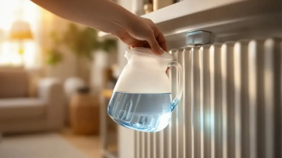 Een karaf water onder de radiator schuiven: dit eenvoudige gebaar verbetert de warmteverspreiding en helpt de energiekosten te verlagen
