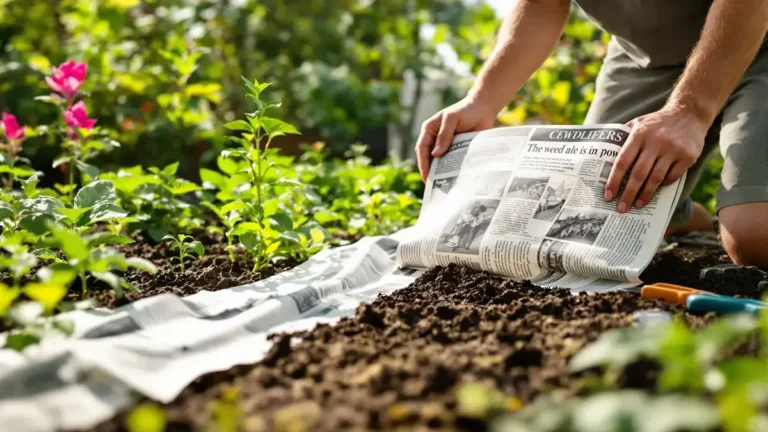 Krantenpapier vormt een effectieve natuurlijke barrière tegen onkruid