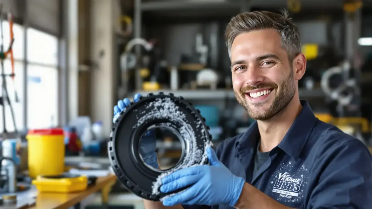 Deze machinerubber ziet er weer als nieuw uit zonder azijn of zuiveringszout