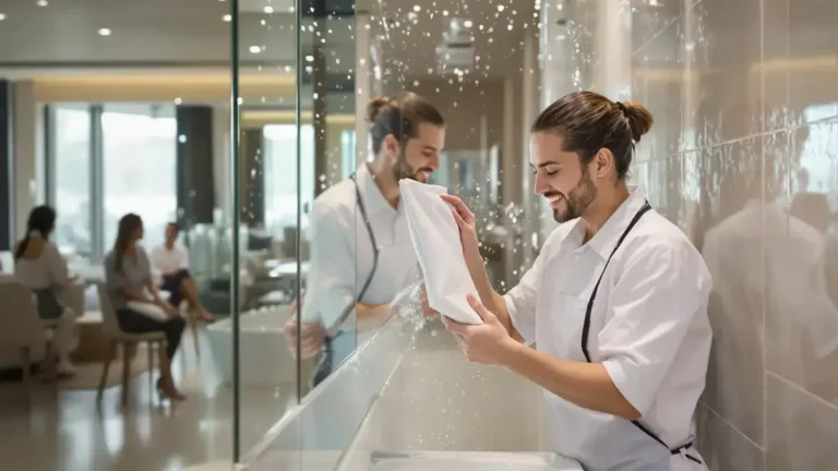 In hotels voorkomt dit natuurlijke mengsel duurzaam de terugkeer van schimmel in de douche