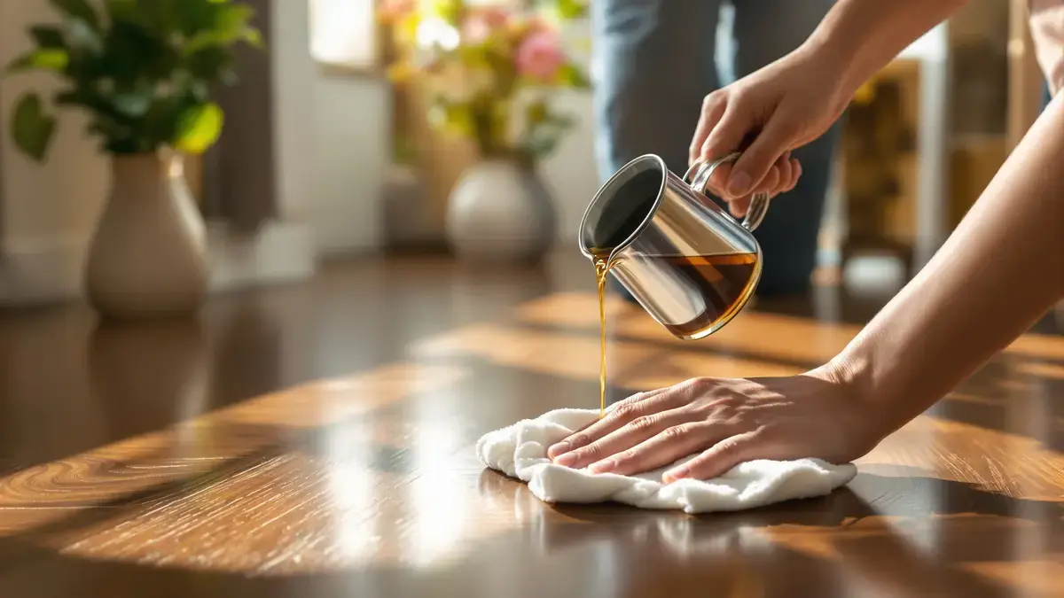 Tannines van zwarte thee brengen de glans van donkere parketvloeren terug