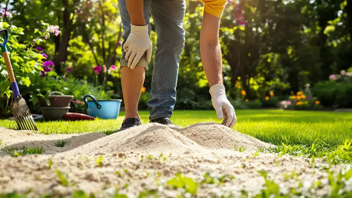 Zand strooien op het gazon: een effectieve techniek om het gras te versterken