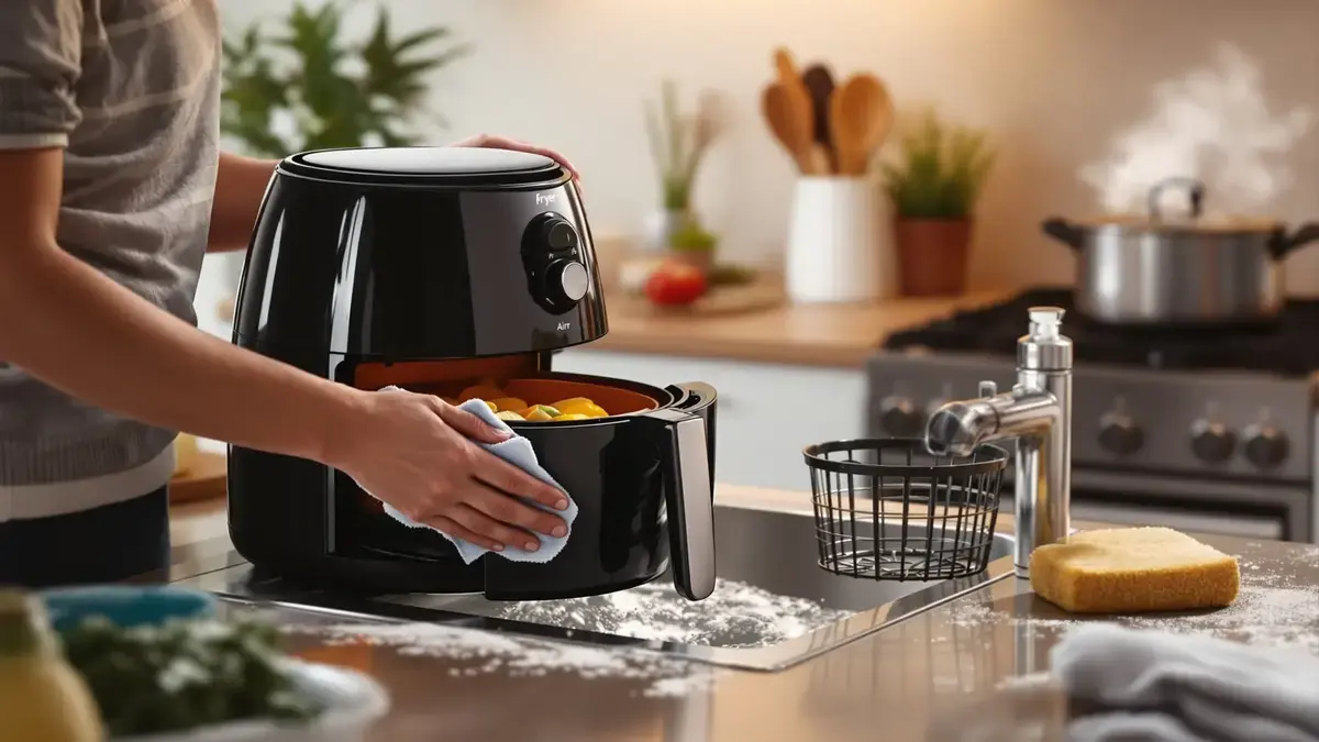 Hoe u uw airfryer gemakkelijk schoonmaakt dankzij de tip van mijn moeder tijdens het eten