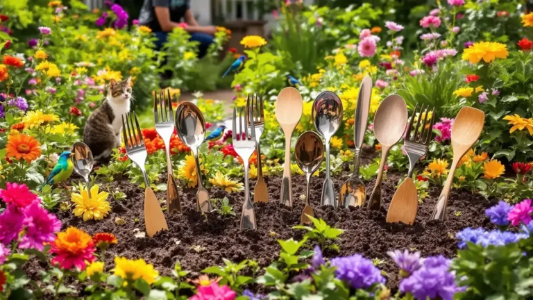 Een keukengerei in de grond planten houdt katten en vogels uit de bloembedden