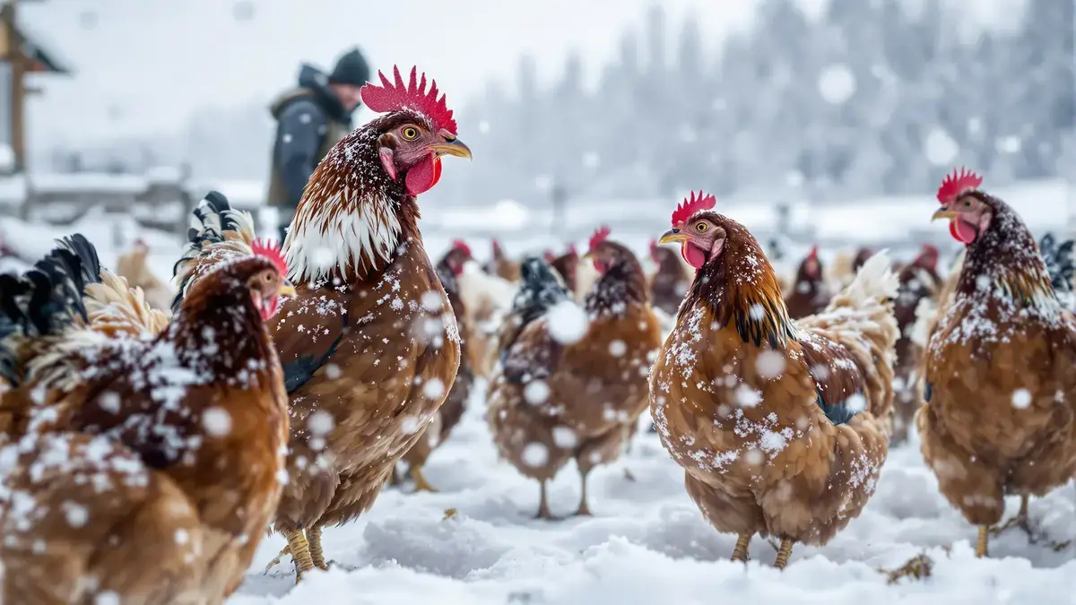 Sommige kippenrassen trotseren winterstormen alsof er niets aan de hand is