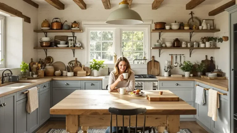 De landelijke keuken keert in 2026 terug met ruwe materialen en gepatineerde objecten, terwijl ze nieuwe codes omarmt