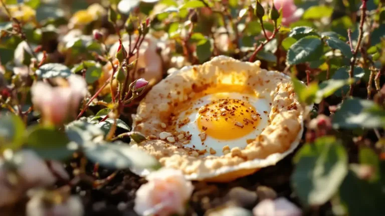 Een alledaags restje van het ontbijt, begraven onder de rozenstruiken in de winter, verandert de lentebloei radicaal