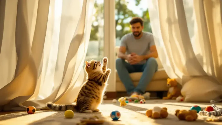 De onuitgesproken waarheden over de obsessie van uw kat voor de gordijnen ondanks de overvloed aan speelgoed