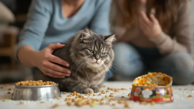 Het blijven vragen om voedsel na het eten is vaak het gevolg van onbewust aangeleerd gedrag bij de kat