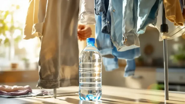 Een eenvoudige warmwaterkruik onder het droogrek droogt de was twee keer zo snel zonder wasdroger