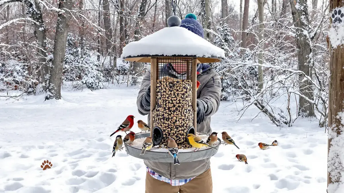 In de winter kunnen vogelvoederplaatsen vogels in gevaar brengen als bepaalde voorzorgsmaatregelen niet worden genomen