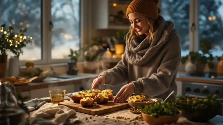 Deze met paddenstoelen en kruiden gevulde aardappels, klaar in 15 minuten, maken de winter heerlijk met een goudbruine korst