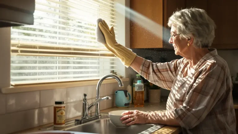 Deze eenvoudige handeling van onze grootmoeders met een gewoon kledingstuk reinigt jaloezieën zonder ze los te halen