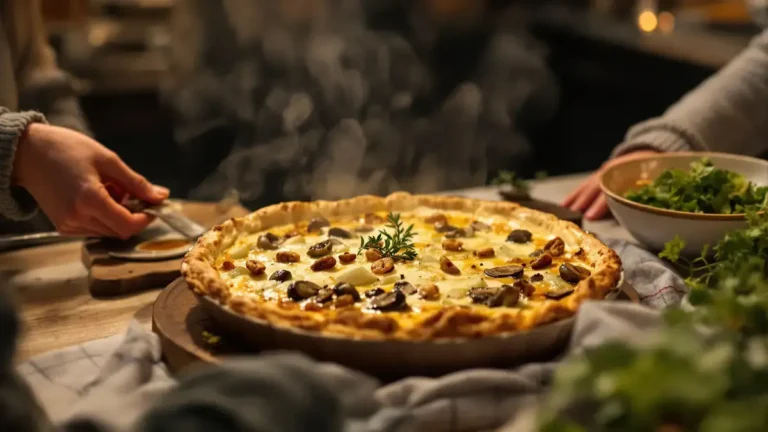Deze quiche zonder korst met prei, champignons en geitenkaas verleidt mijn familie elke week ondanks mijn beloften er geen meer van te maken