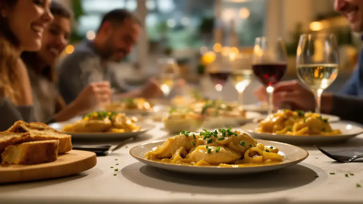 Deze romige kip met mosterd is een huisgemaakt recept dat een smakelijke en geslaagde lunch garandeert