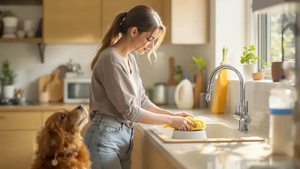 Deskundigen zijn het erover eens een simpele spoeling met water is niet genoeg om de slijmerige laag uit je voerbak te verwijderen dit kan onzichtbare bacteriën bevorderen