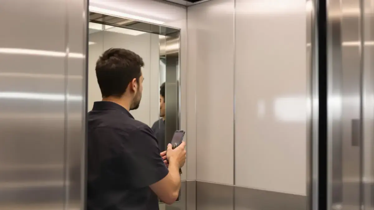 Een spiegel in de lift onthult een verontrustende waarheid die velen als decoratief beschouwen