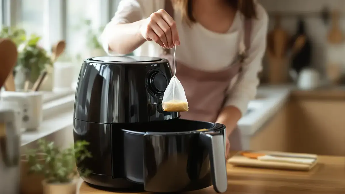 Deze weinig bekende truc met een theezakje onthult een verwaarloosde manier om de airfryer te reinigen