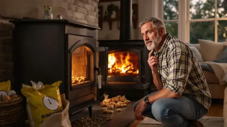Hij vervangt houtpellets door een onverwacht voedingsmiddel in zijn kachel en bespaart indrukwekkend vijf uur lang zonder onderbreking