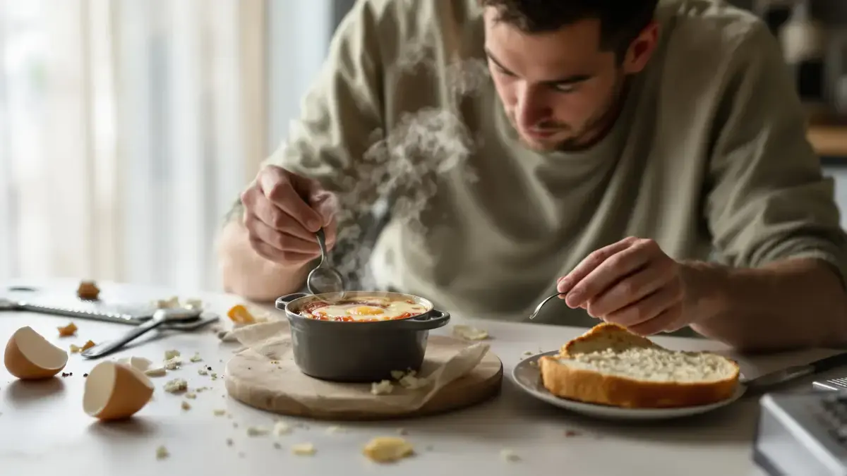 Het gerecht dat ik maak als ik niet wil koken: eieren cocotte met tomaat en kaas in 12 minuten