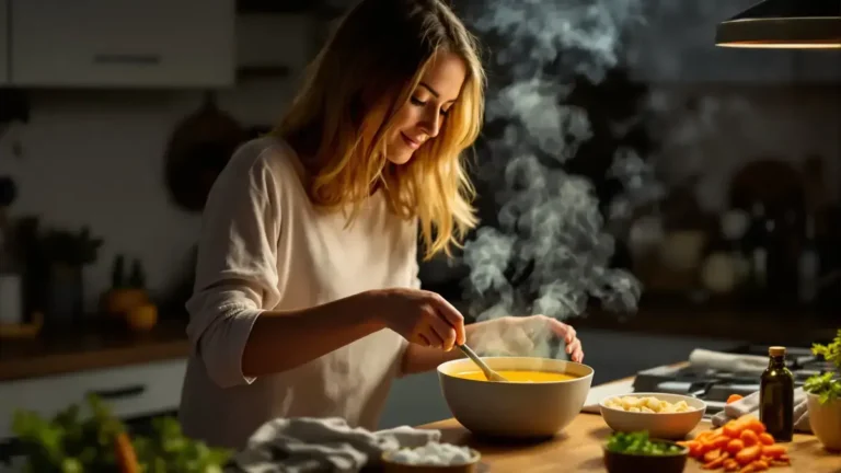 De fluweelzachte kikkererwten-wortelsoep met komijn een complete en praktische maaltijd die uw avonden eenvoudiger maakt