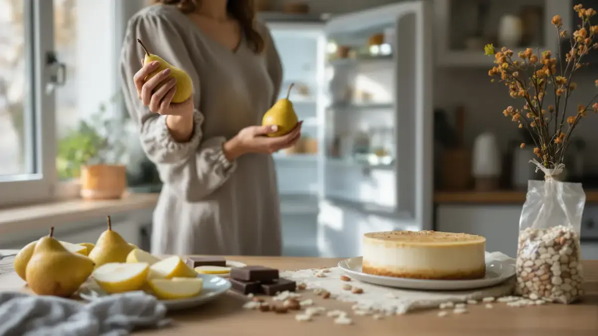 Onzichtbare cake met peren chocolade en amandelen een heerlijke versie om te herontdekken