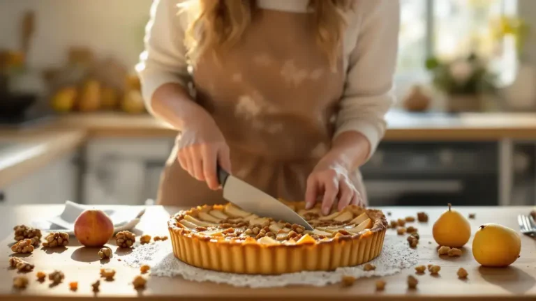 Dit recept voor perentaart met noten is een echte aanrader voor in uw keuken