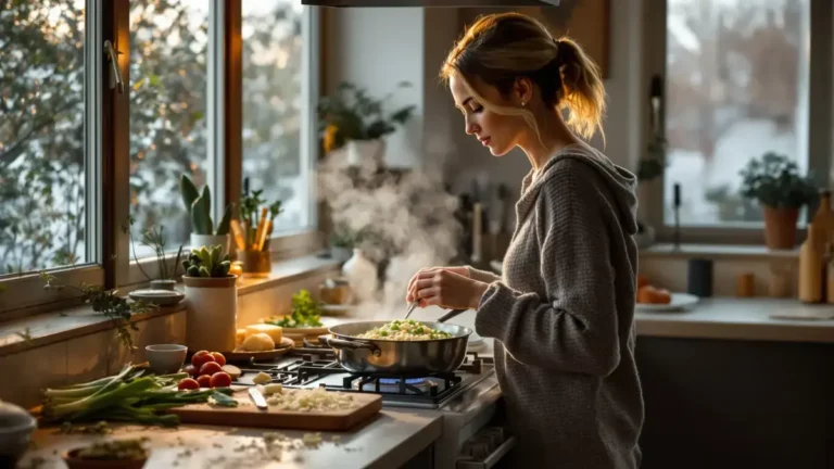 Deze romige risotto met prei, doperwten en parmezaan is in 25 minuten klaar zonder wijn voor een snelle en troostrijke maaltijd
